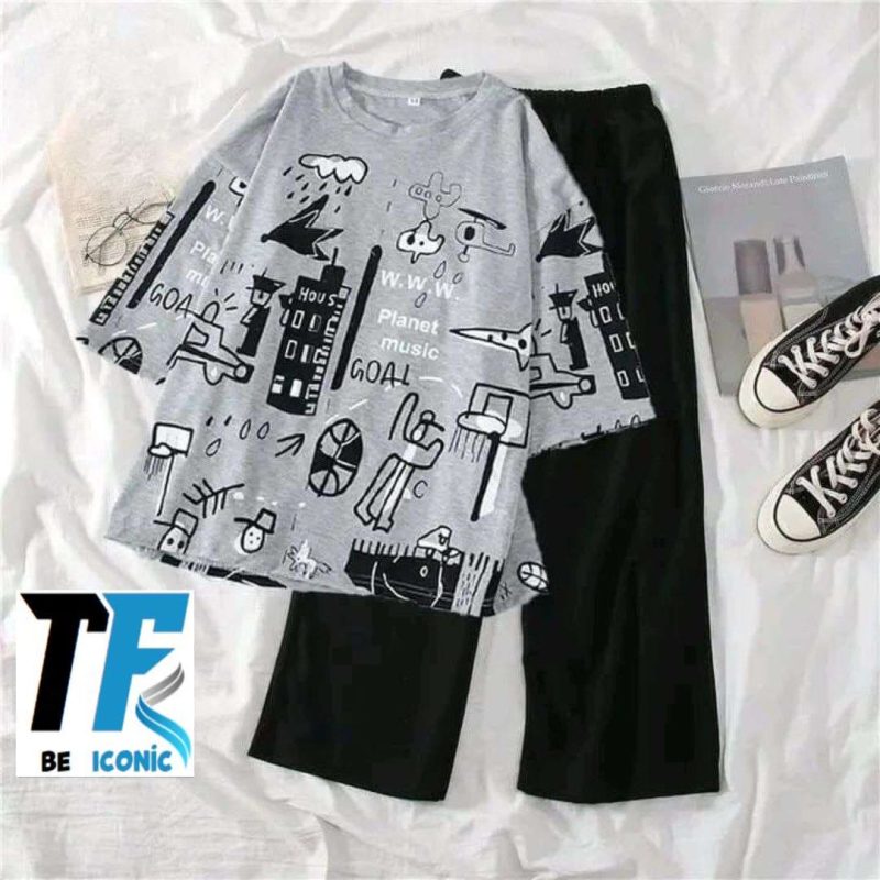 Relax Fit Nightwear Set for Women & Girls – Summer T-Shirt & Trouser - Image 2