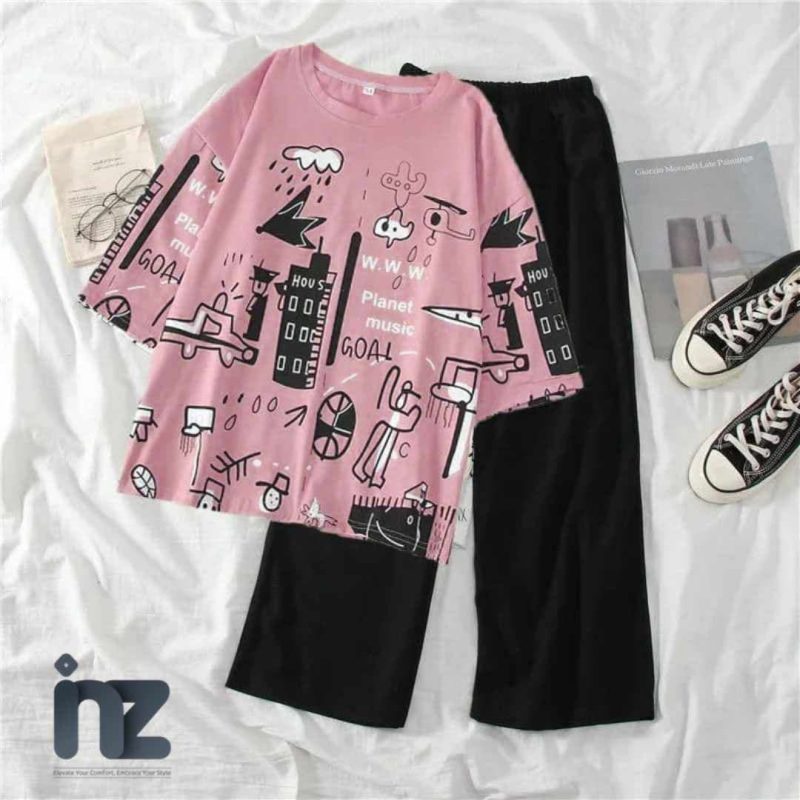 Relax Fit Nightwear Set for Women & Girls – Summer T-Shirt & Trouser - Image 3