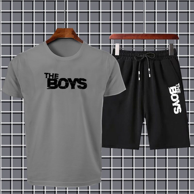 The boys printed tshirt+trouser tracksuit for men&boys-black - Image 2