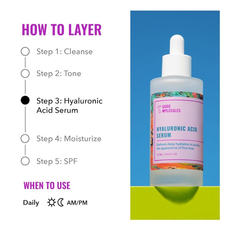 Good Molecules Hyaluronic Acid Serum - 1% Hyaluronic Acid Non-Greasy Ultra hydrating Serum - Image 2
